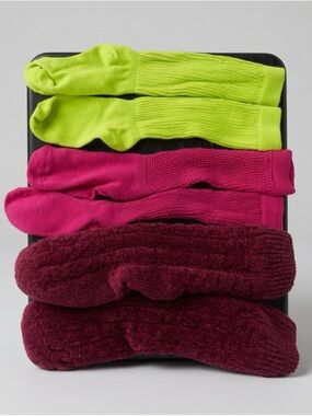 Crew Socks Pack - Lime, Fuchsia & Burgundy